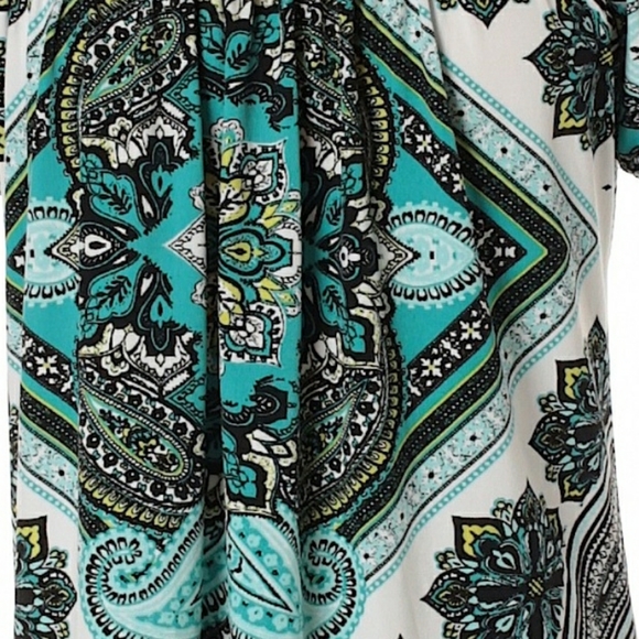 New STYLE & CO pretty Paisley Turquoise Teal Beautiful Versatile blouse - Picture 8 of 8